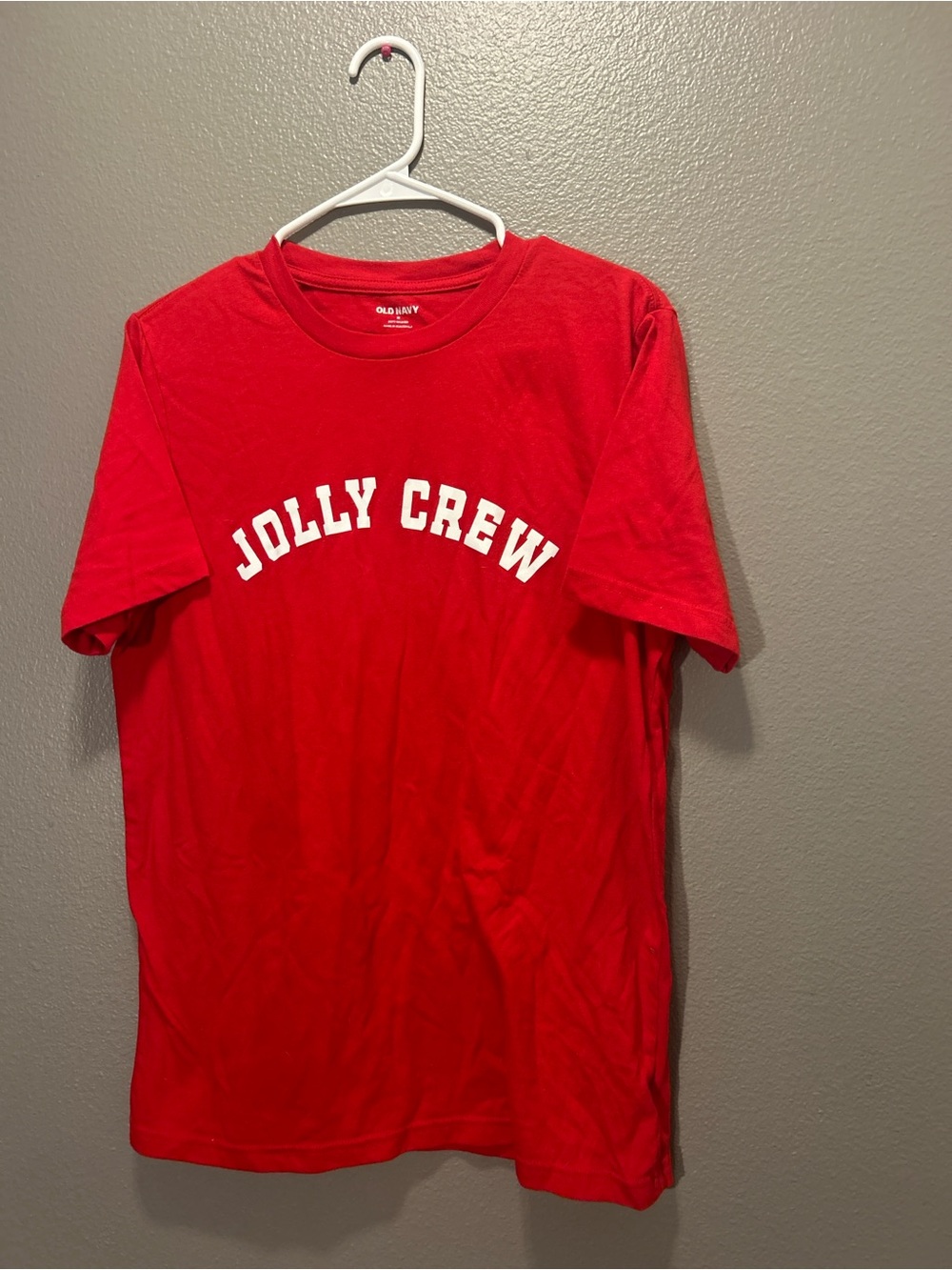 Old Navy Jolly Crew Red Holiday Graphic T-Shirt Mens Medium VGUC